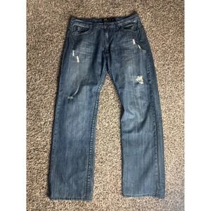 Akademiks Mens Size 38(36) Distressed Relaxed Fit Denim Jeans Studded Pockets